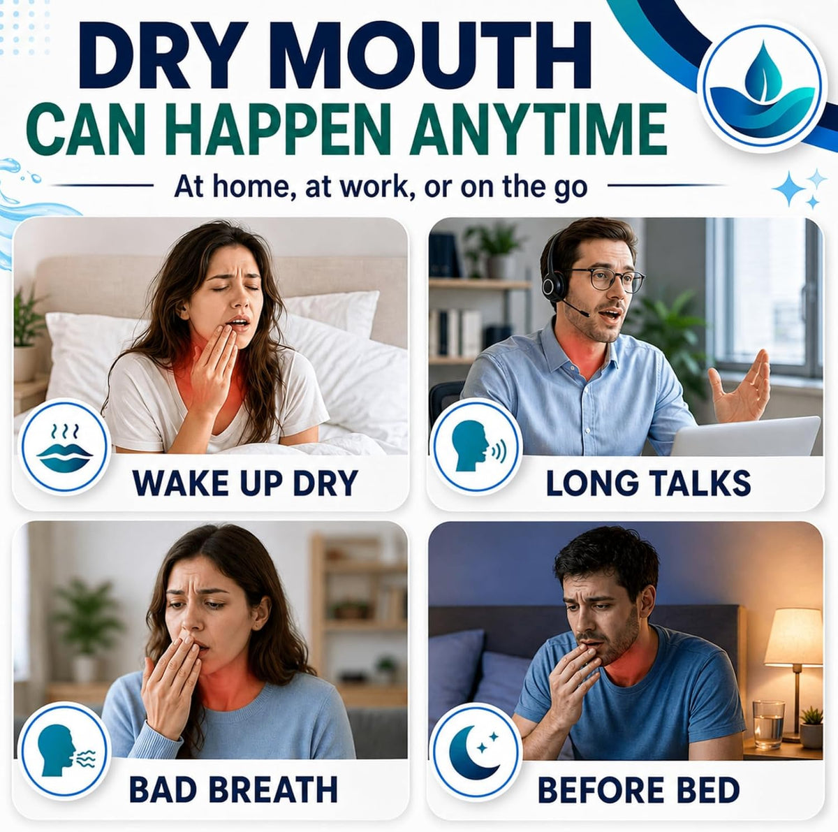 Dry Mouth Spray for Adults, Long-Lasting Mouth Moisturizer, 2 Fl Oz