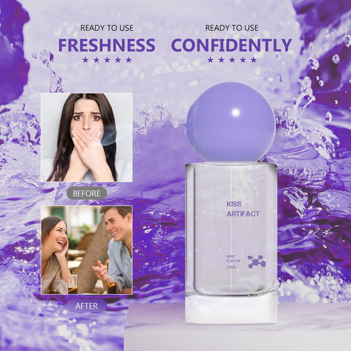 2Pcs Probiotic Oral Spray for Long-Lasting Freshness, Alcohol-Free Oral Spray with Probiotics for Breath Care, Cool Breath Probiotic Spray, Convenient Travel-Sized Breath Spray (20ml/0.68oz)