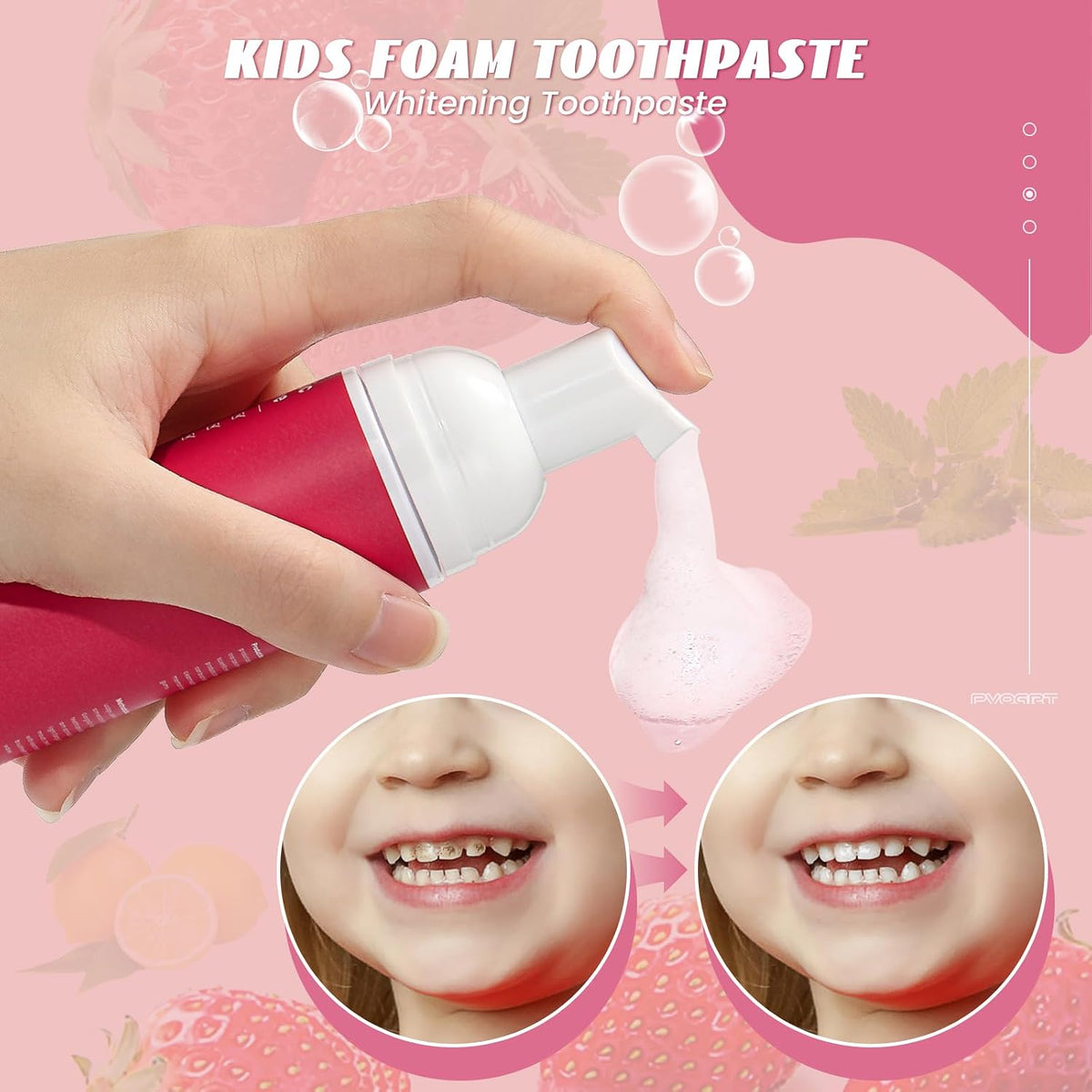 Kids Fluoride Free Toothpaste,Travel Whitening Foam Toothpaste,Fruit Mint