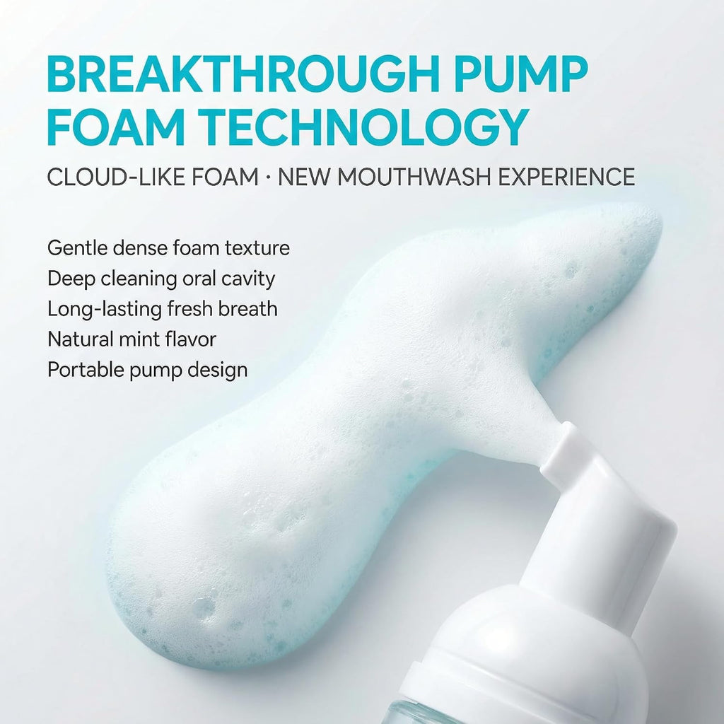 Aarav Lysozyme Dental Cleansing Mousse, No-Rinse Foam Mouthwash, 24-Hour Fresh Breath, Pine Mint Flavor
