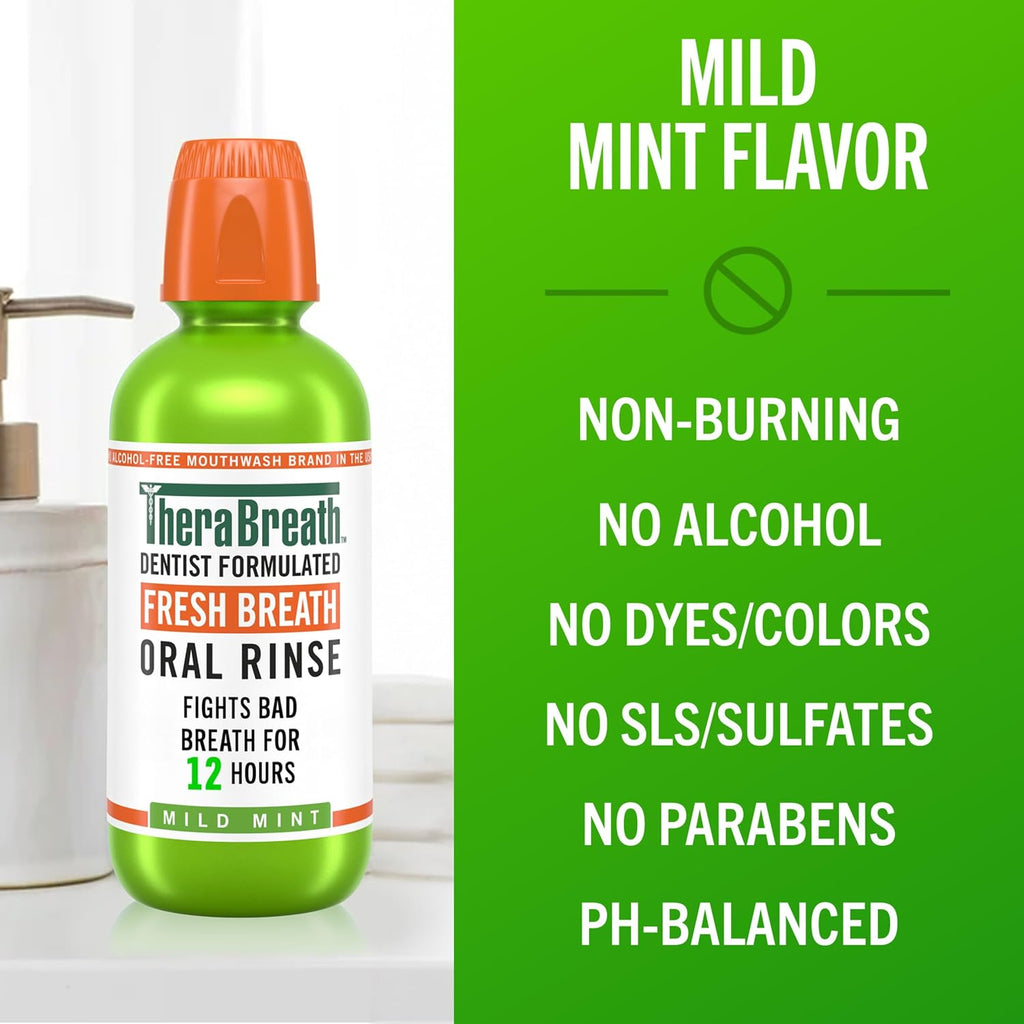 TheraBreath Fresh Breath Mouthwash, Mild Mint, 1 Liter