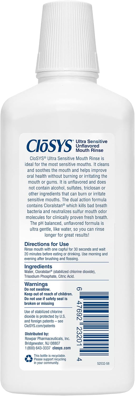 CloSYS Ultra Sensitive Mouthwash, 32 Oz, 2 Pack, Alcohol Free Mouthwash