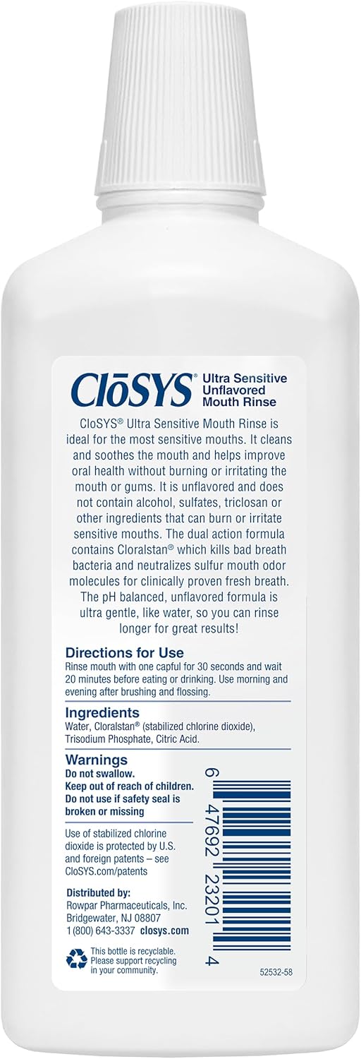 CloSYS Ultra Sensitive Mouthwash, 32 Oz, 3 Pack, Alcohol Free Mouthwash