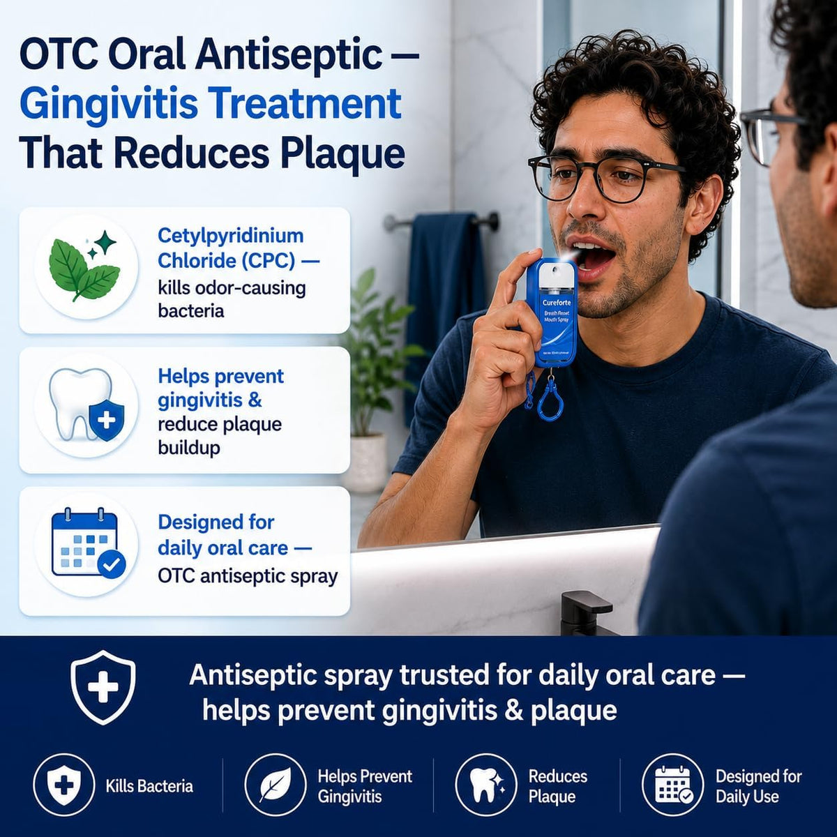 Breath Reset Mouth Spray – OTC Oral Antiseptic, Relieves Dry Mouth – CPC + Glycerin Formula, Alcohol-Free, Sugar-Free – 1.18 Fl Oz (35mL)
