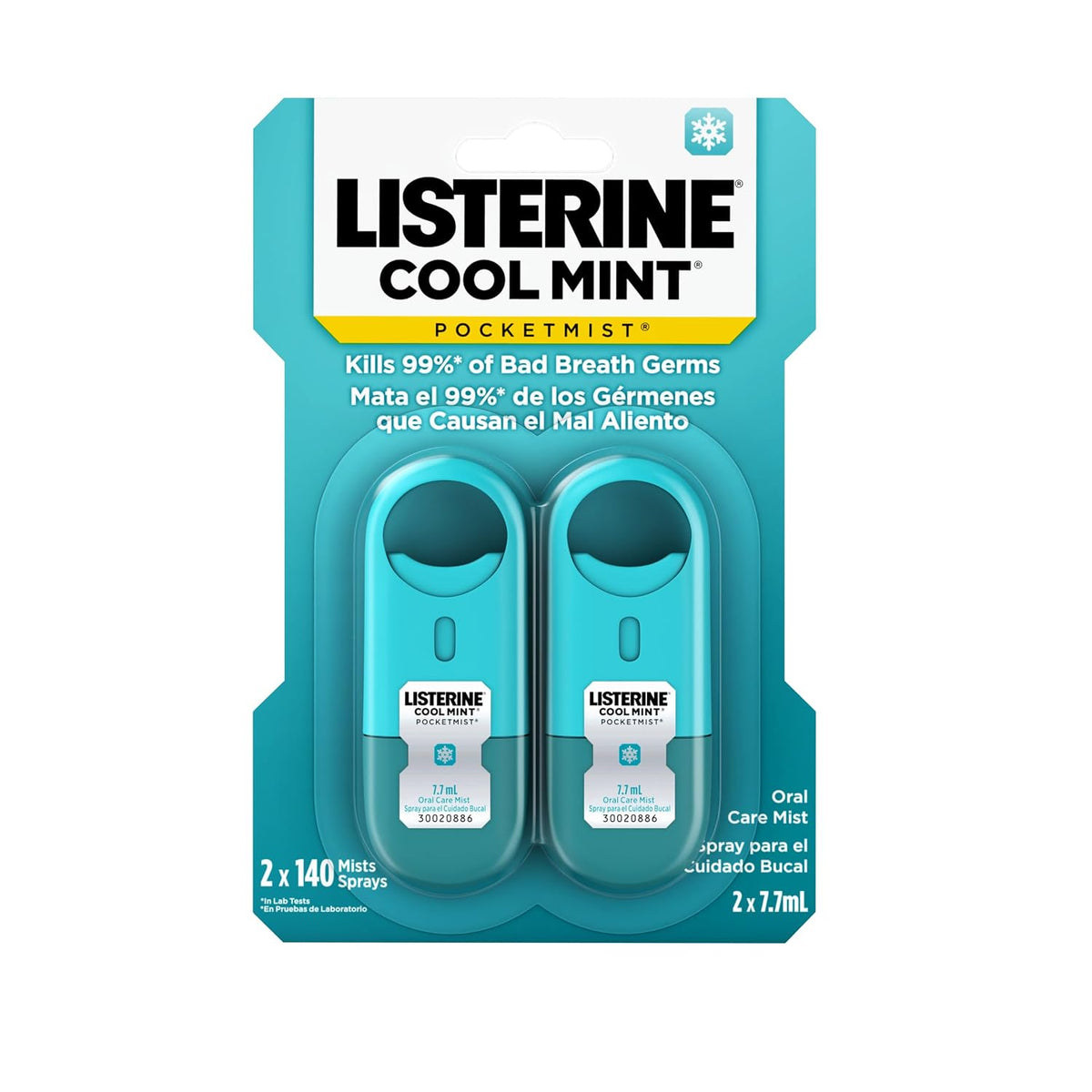 Listerine Pocketmist Oral Care Mist, Cool Mint, 0.26 fl. oz/7.7 mL x 2