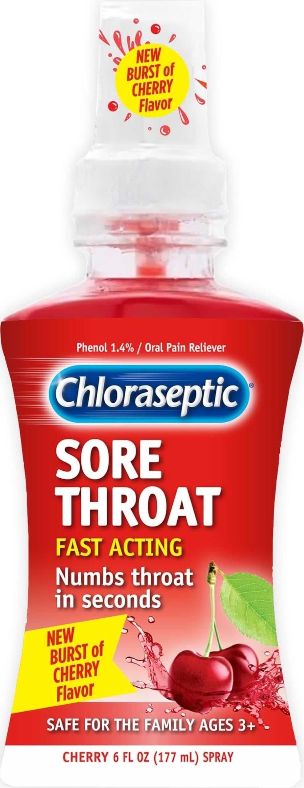 Chloraseptic Max Strength Sore Throat Spray, Sugar-Free Wild Berry, 4 Fl Oz