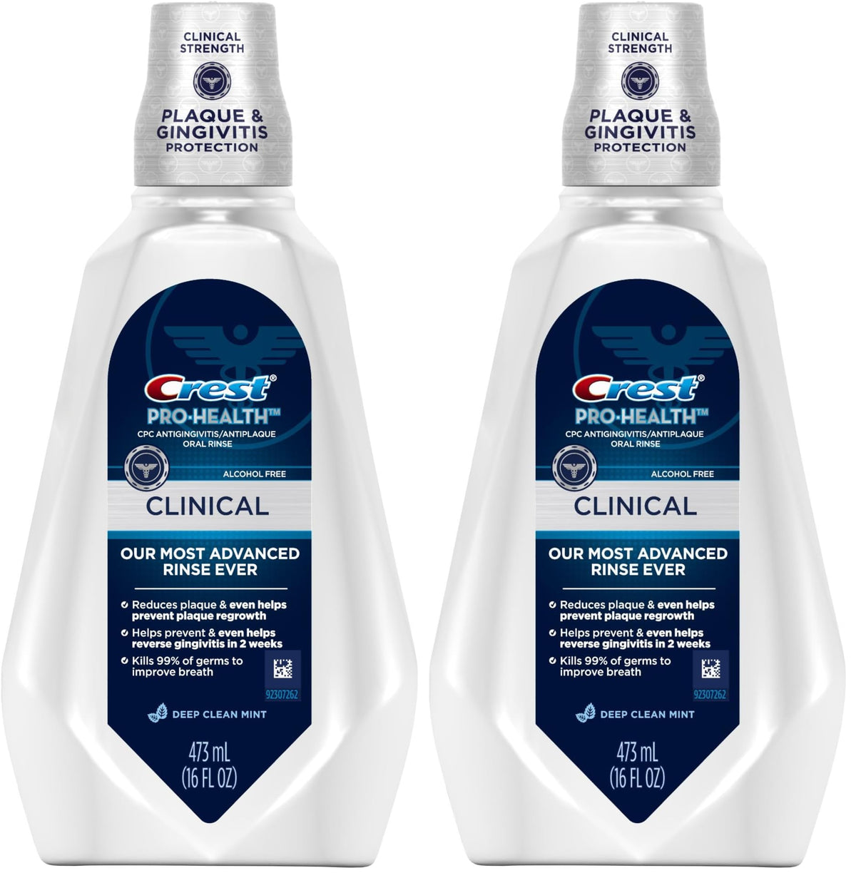 Crest Pro-Health Clinical Mouthwash with CPC, Alcohol Free, Gingivitis Treatment, Deep Clean Mint, 473 Ml (16 fl oz), 4 Count