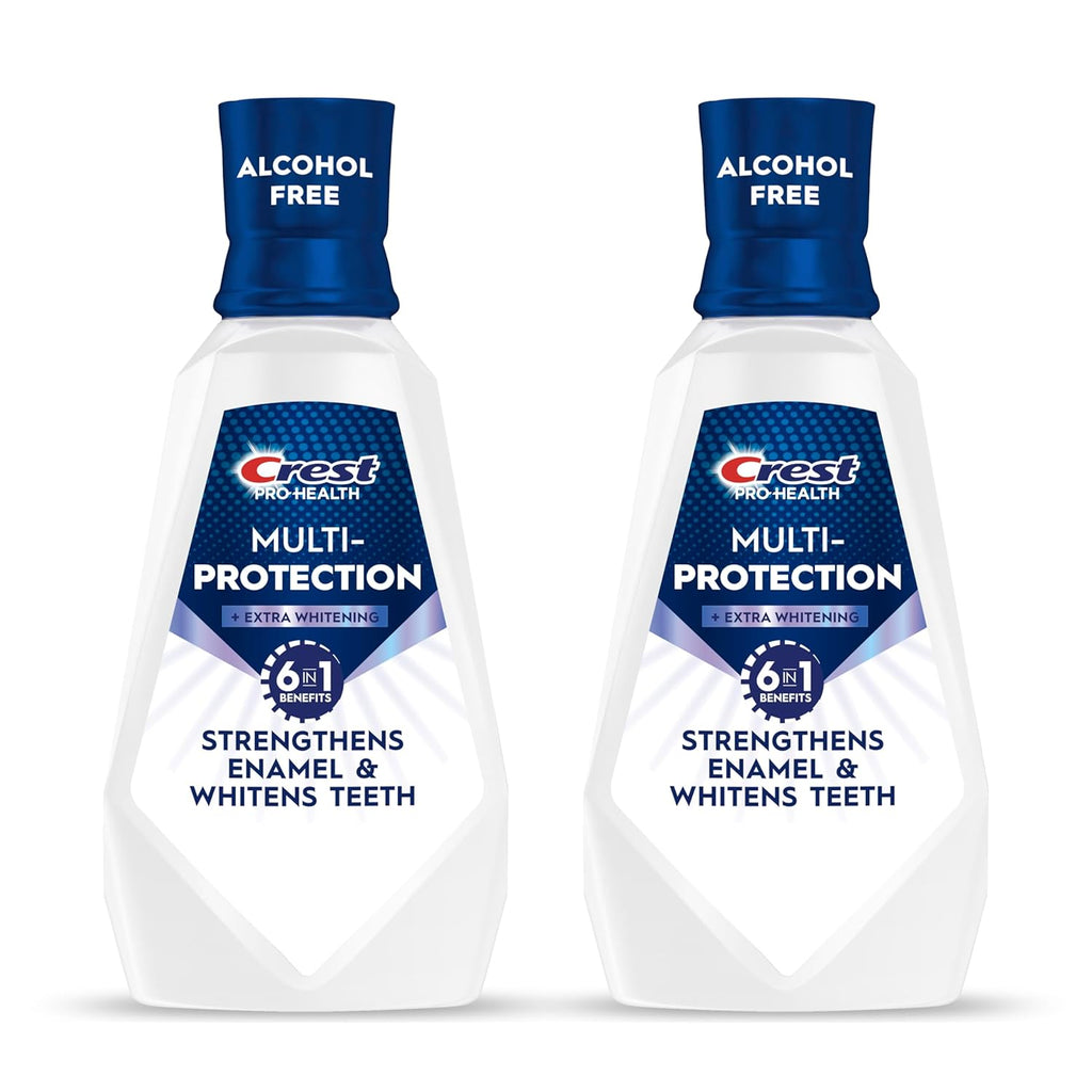 Crest Pro-Health Mouthwash, Teeth Whitening for Adults, 6 in 1 Benefits, Breath Freshener, 946mL, 2 Pack, Alcohol Free Mouth Rinse, Anti Cavity, Enamel Repair, Bad Breath Treatment, Mint Flavor