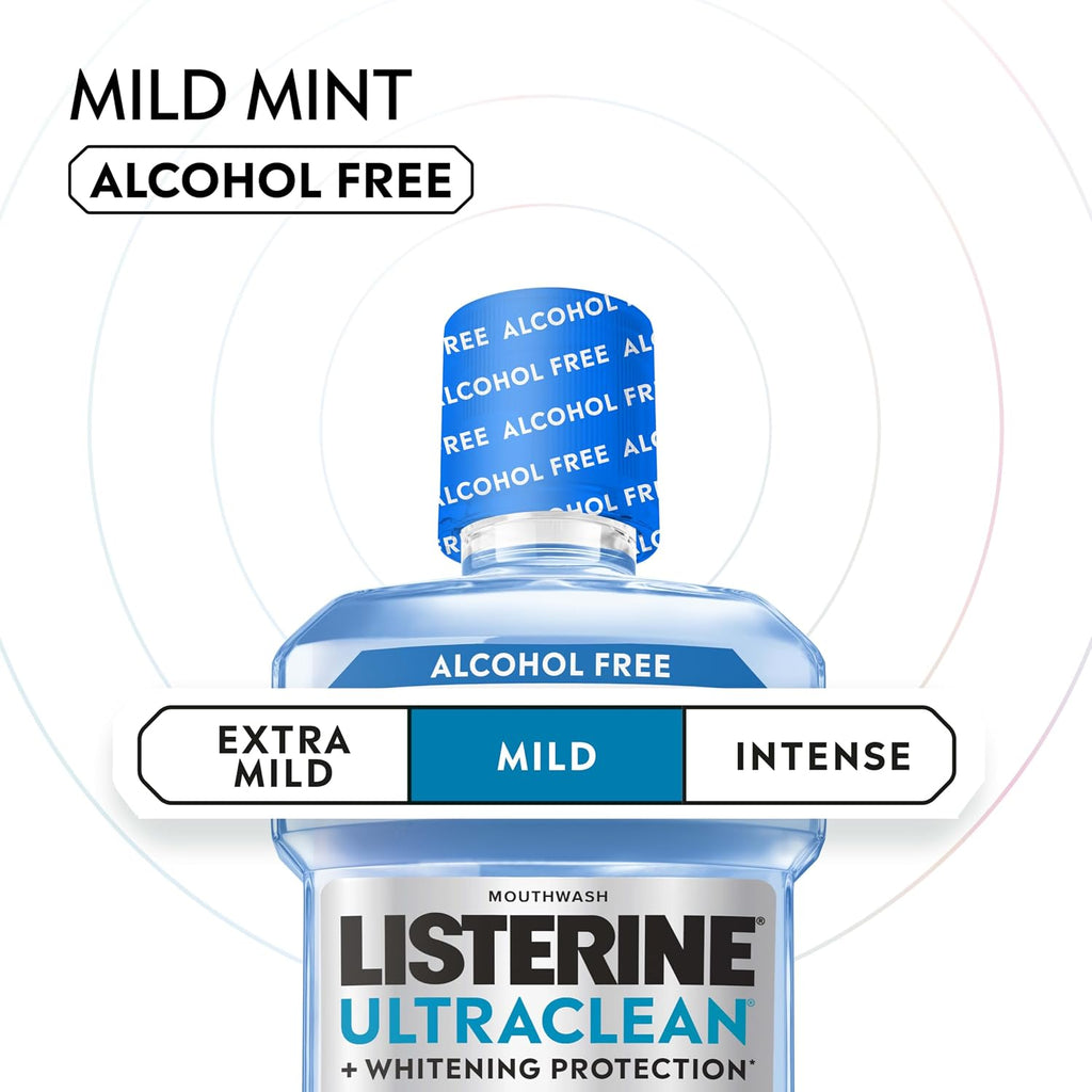 Listerine Ultraclean Alcohol-Free Mouthwash, Mild Mint, 33.8 fl. oz/1L