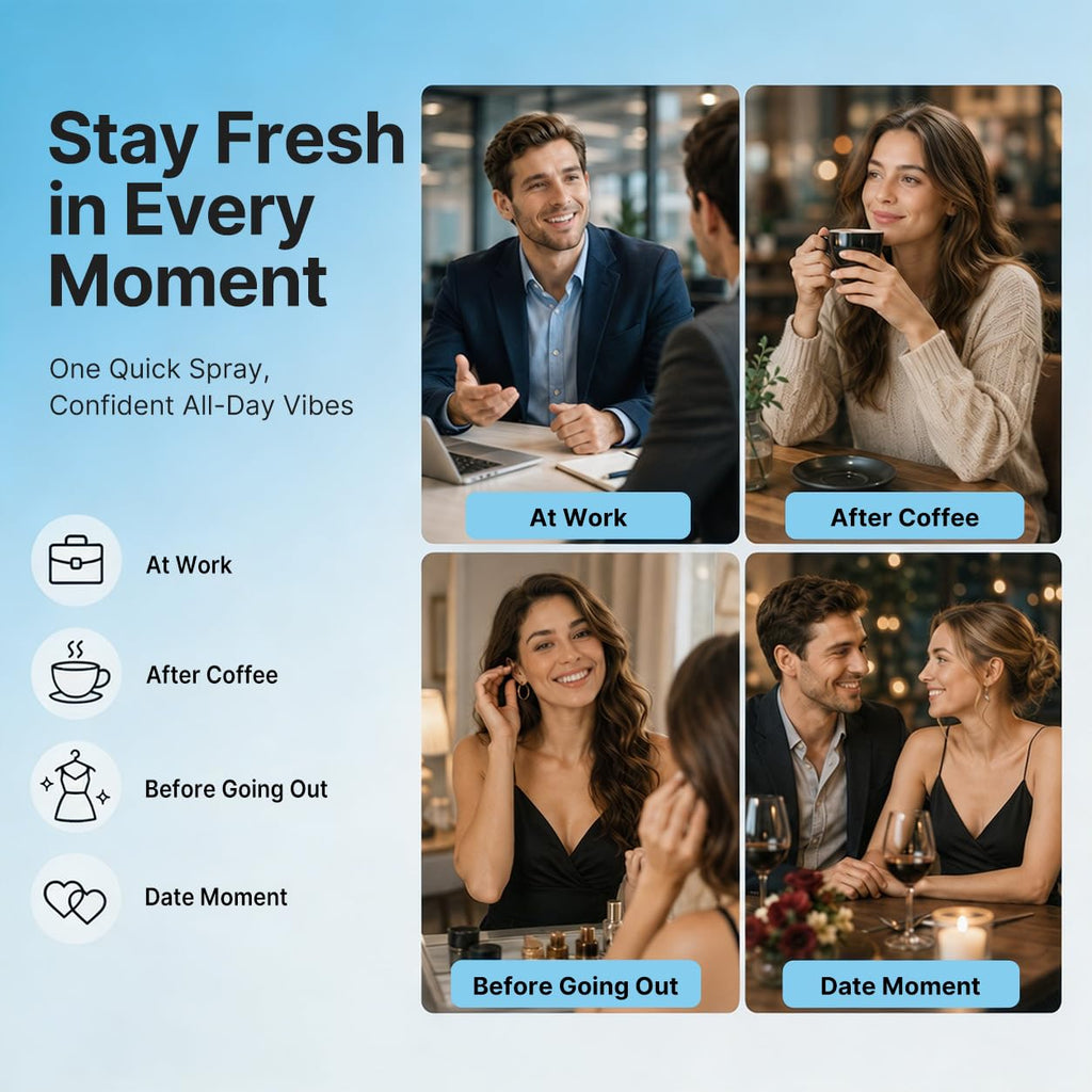 ZDEER PW13 Electric Cool Breath Spray, Probiotic Mouth Spray, Oral Spray Alcohol-Free for Fresh Breath & Dry Mouth,Rechargeable, 3 Flavor Cartridges, Travel Size, Ideal for Dating Office Daily Use