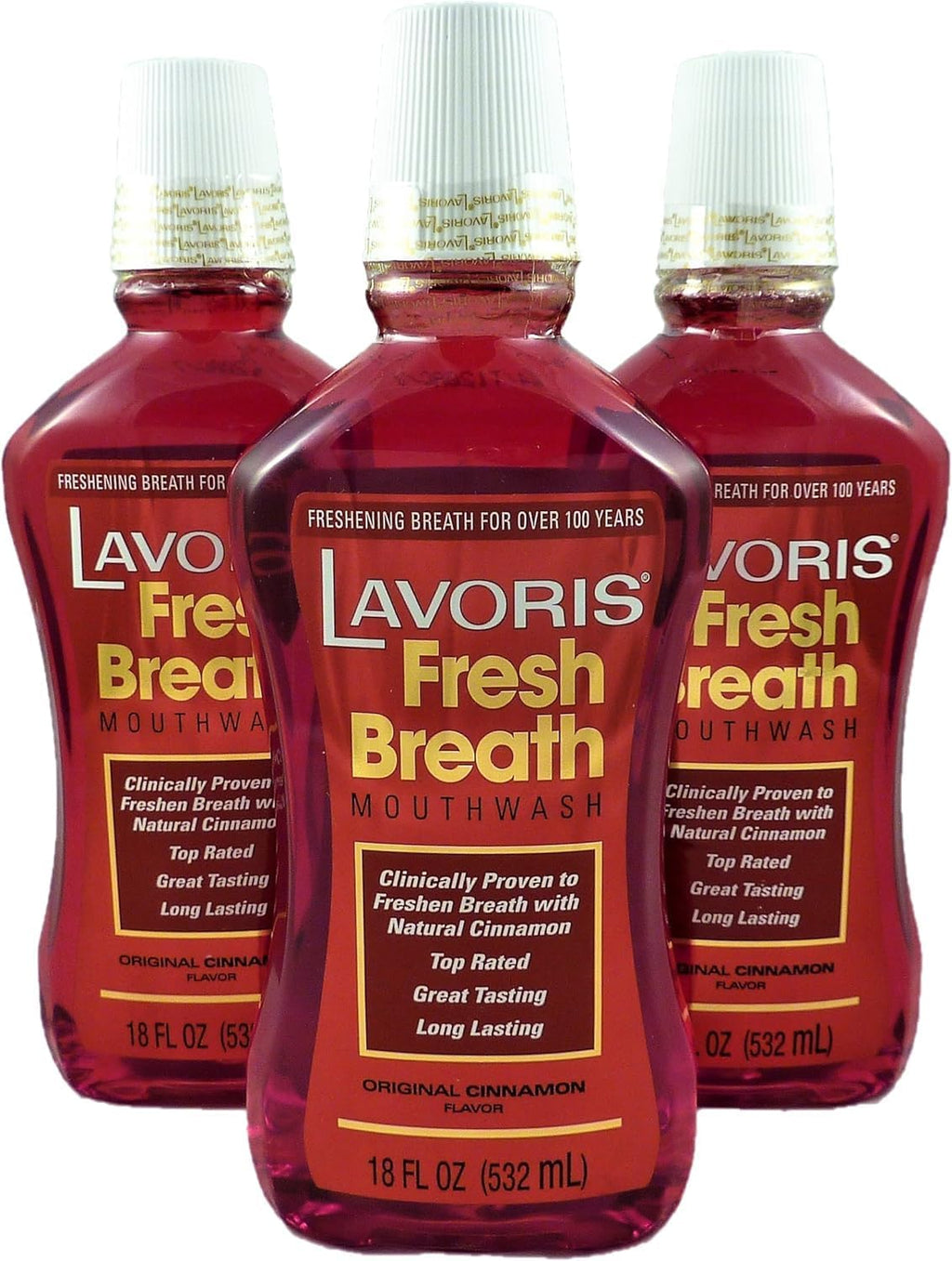 Cinnamon Original Lavoris Mouthwash Larger Size - 3 Pack of 18 oz Bottles (54 oz. Total) (6)