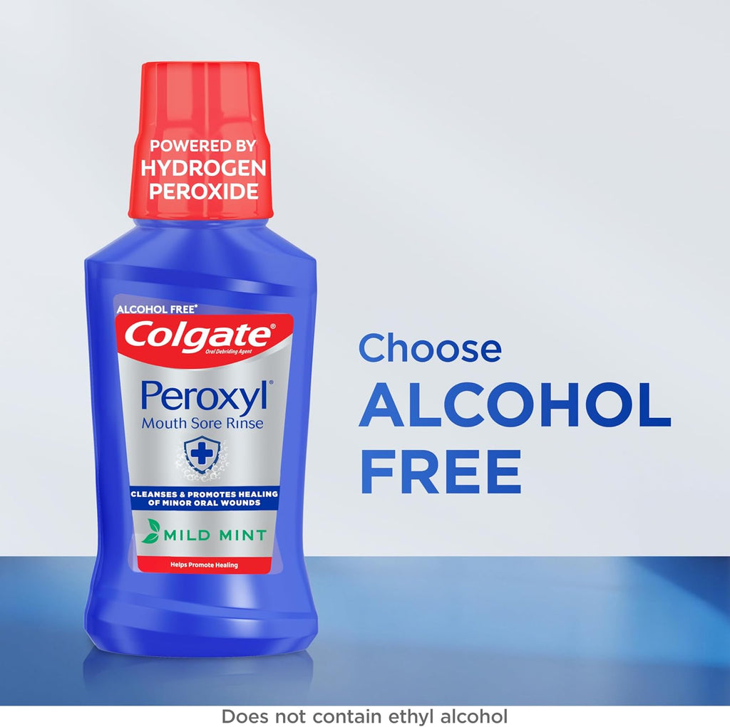 Colgate Peroxyl Antiseptic Mouth Sore Rinse, Alcohol Free, Mint, 16.9 fl oz