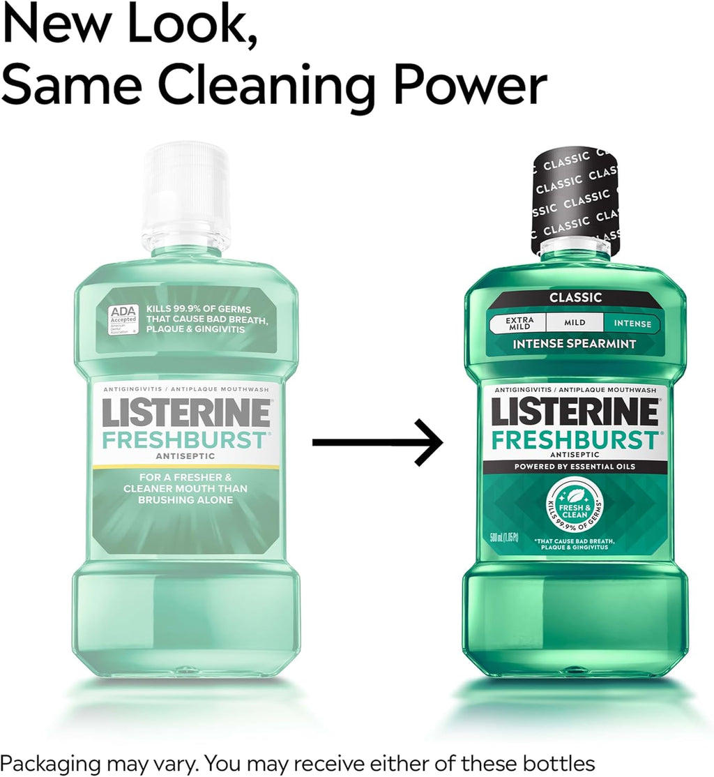 Listerine Freshburst Antiseptic Mouthwash, Spearmint, 33.8 fl. oz/1L x 2