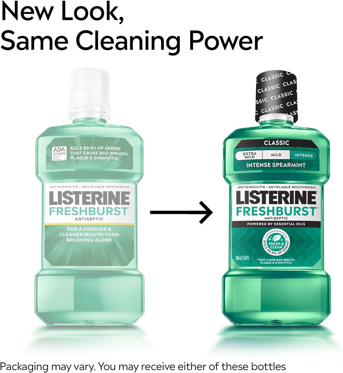 Listerine Freshburst Antiseptic Mouthwash, Spearmint, 33.8 fl. oz/1L