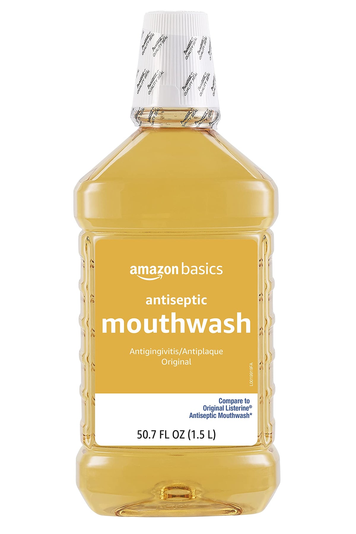 Amazon Basics Antiseptic Mouthwash, Original Flavor, Fights Gingivitis, 1.5 Liter, 50.7 ounce (Pack of 4) (Previously Solimo)
