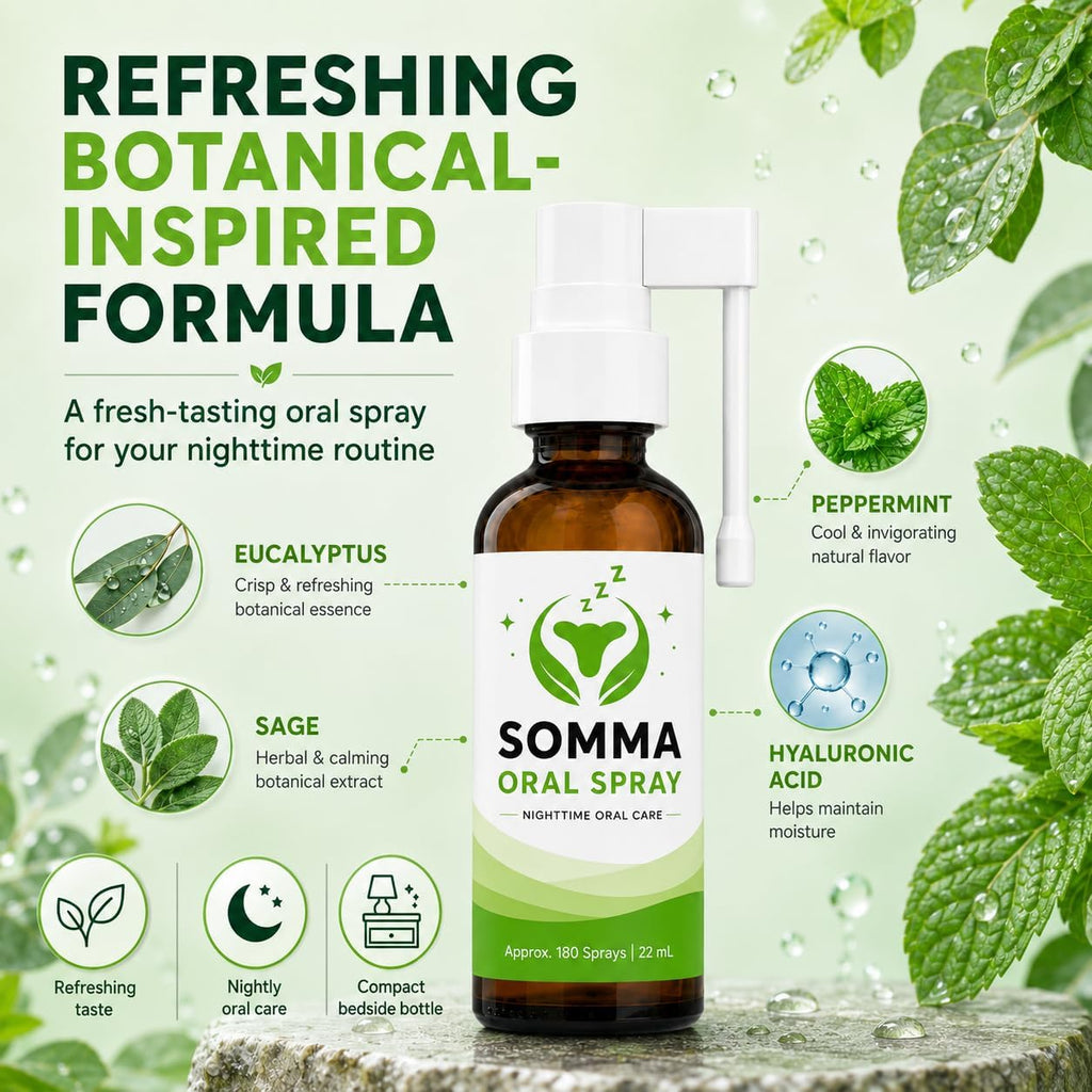 Somma Oral Spray, Fresh Mint Flavor, Extended Nozzle, 22 mL
