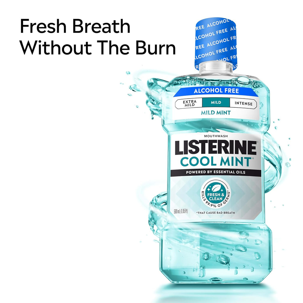 Listerine Cool Mint Alcohol Free Mouthwash, Mild Mint, 50.7 fl. oz/1.5L