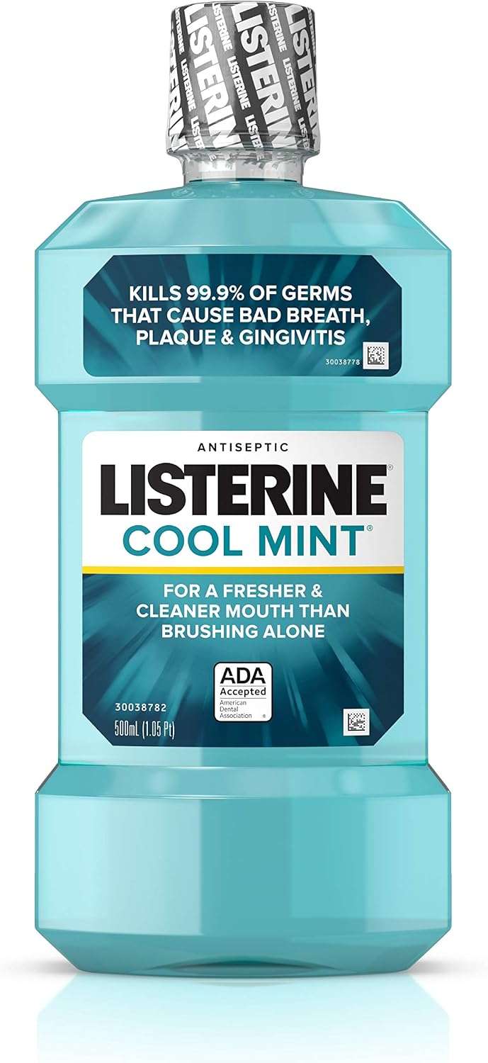 Listerine Cool Mint Antiseptic Mouthwash for Bad Breath, Travel Size 3.2 oz - Pack of 12