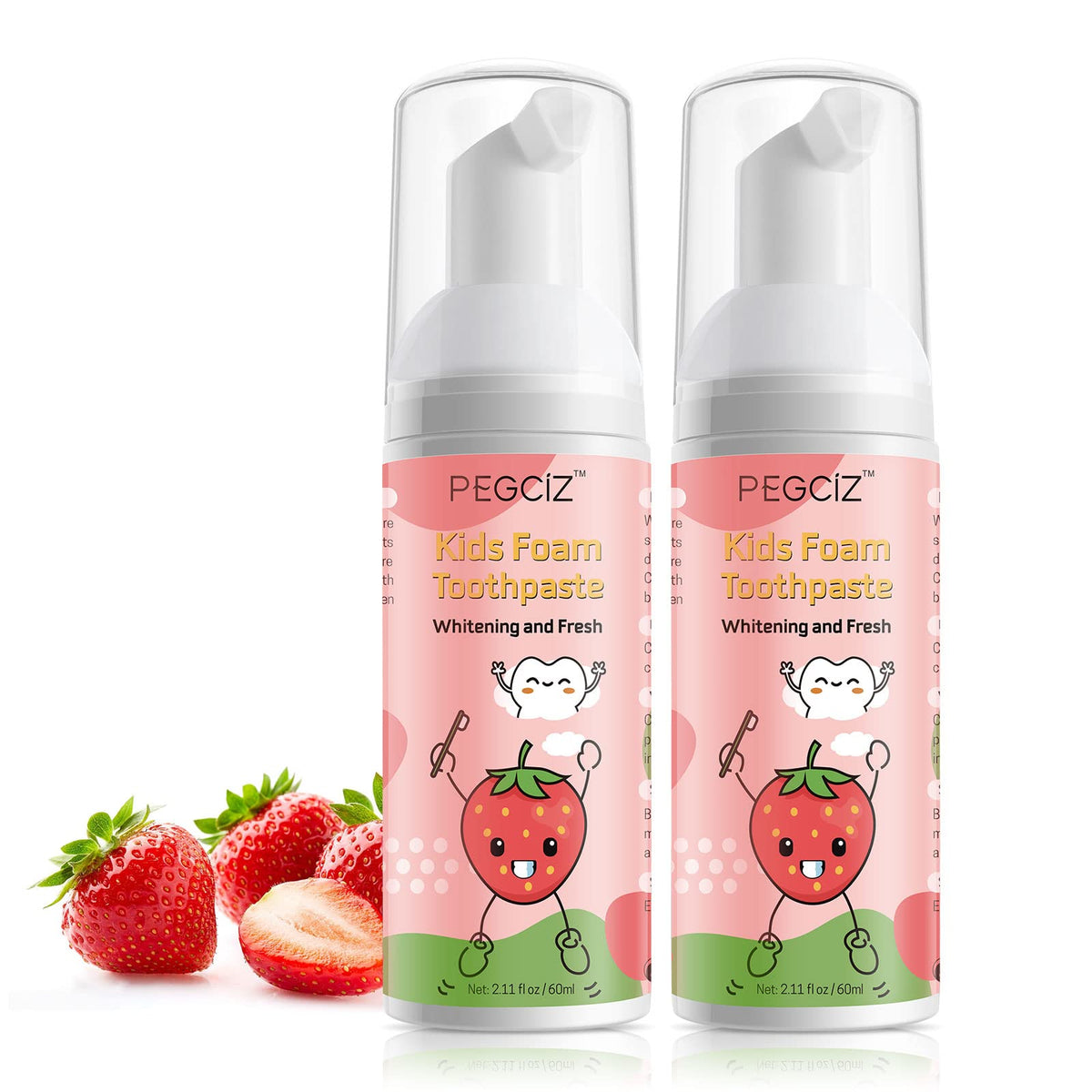 Foam Toothpaste Kids, Toddler Foam Toothpaste with Low Fluoride for U Shaped Toothbrush, Foaming Toothpaste and Mouthwash for Dental Care for Children Kids Age for 3 and Up (Strawberry+Watermelon)