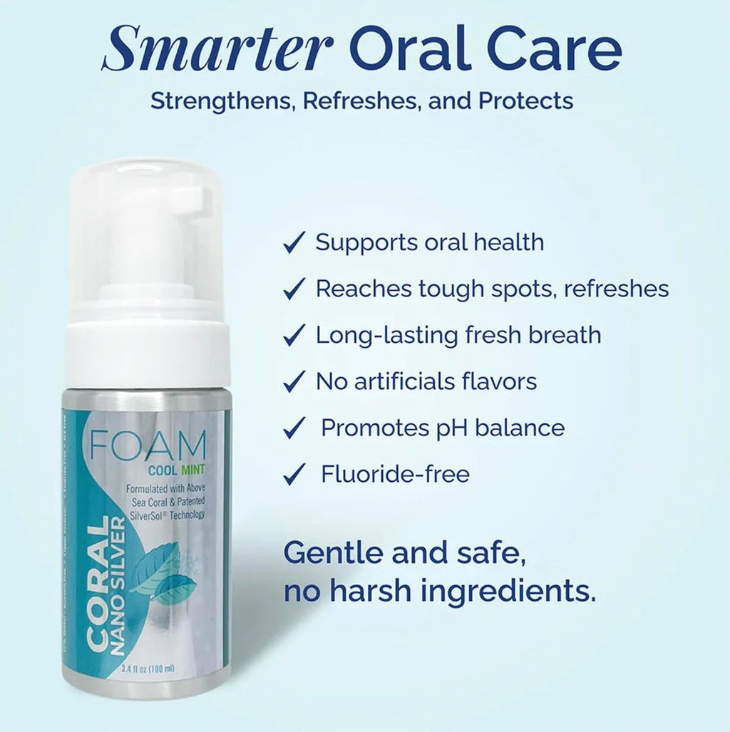 Coral Nano Silver Foaming Toothpaste Travel Size – Fluoride Free Natural Foaming Toothpaste with Coral Calcium, Xylitol & Peppermint – Non Toxic, SLS Free – 2 oz Aluminum Bottle
