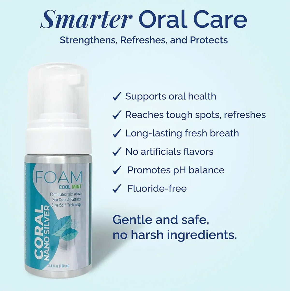 Coral Nano Silver Foaming Toothpaste Travel Size – Fluoride Free Natural Foaming Toothpaste with Coral Calcium, Xylitol & Peppermint – Non Toxic, SLS Free – 2 oz Aluminum Bottle