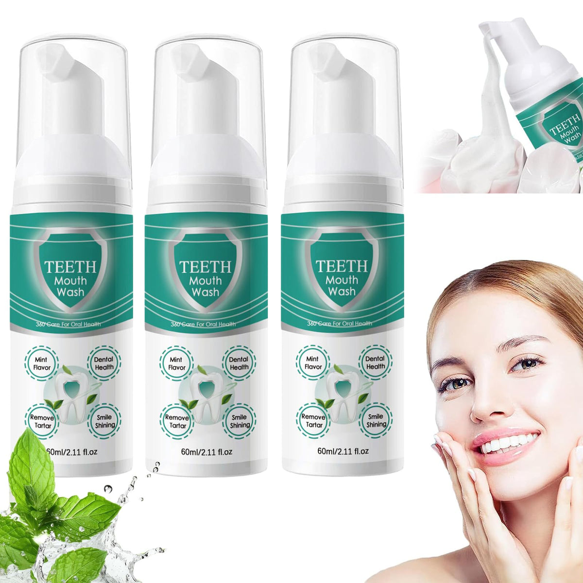 Oral Mouthwash - Teeth Mouthwash Foam, Teeth Total Care Mouthwash, Teeth Whitening Mouthwash, Oral Care Mouthwash Foam (5PC)