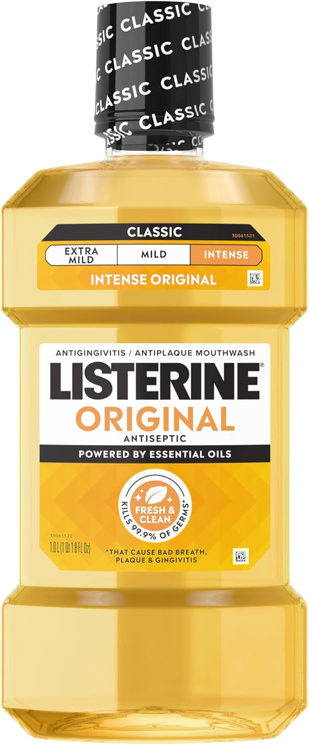 Listerine Original Antiseptic Mouthwash, Intense Original, 33.8 fl. oz/1 L
