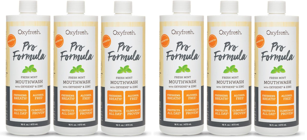 Oxyfresh Pro Formula Fresh Mint Mouthwash – Patented Zinc Mouthrinse for Fresh Breath, Healthy Gums & Bad Breath Treatment for Adults - Dye, Fluoride & Alcohol Free (16 Fl Oz)