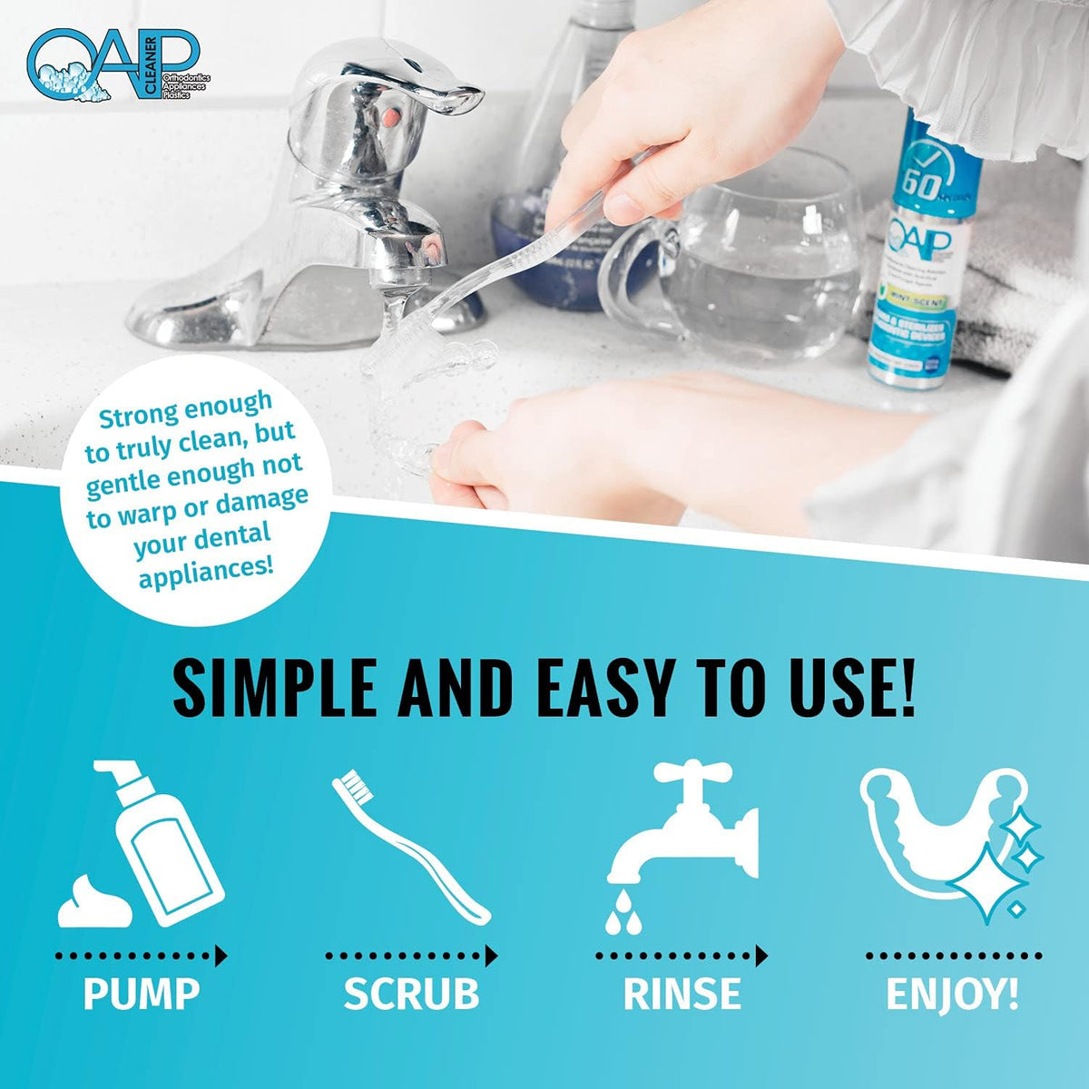 OAP Orthodontic Cleaner Cleaner | For Retainers, Dentures, Mouth Guards & More | 60 Second Foam | Paraben, Sulfate and Triclosan Free | 44.3 mL, 3 Bottles
