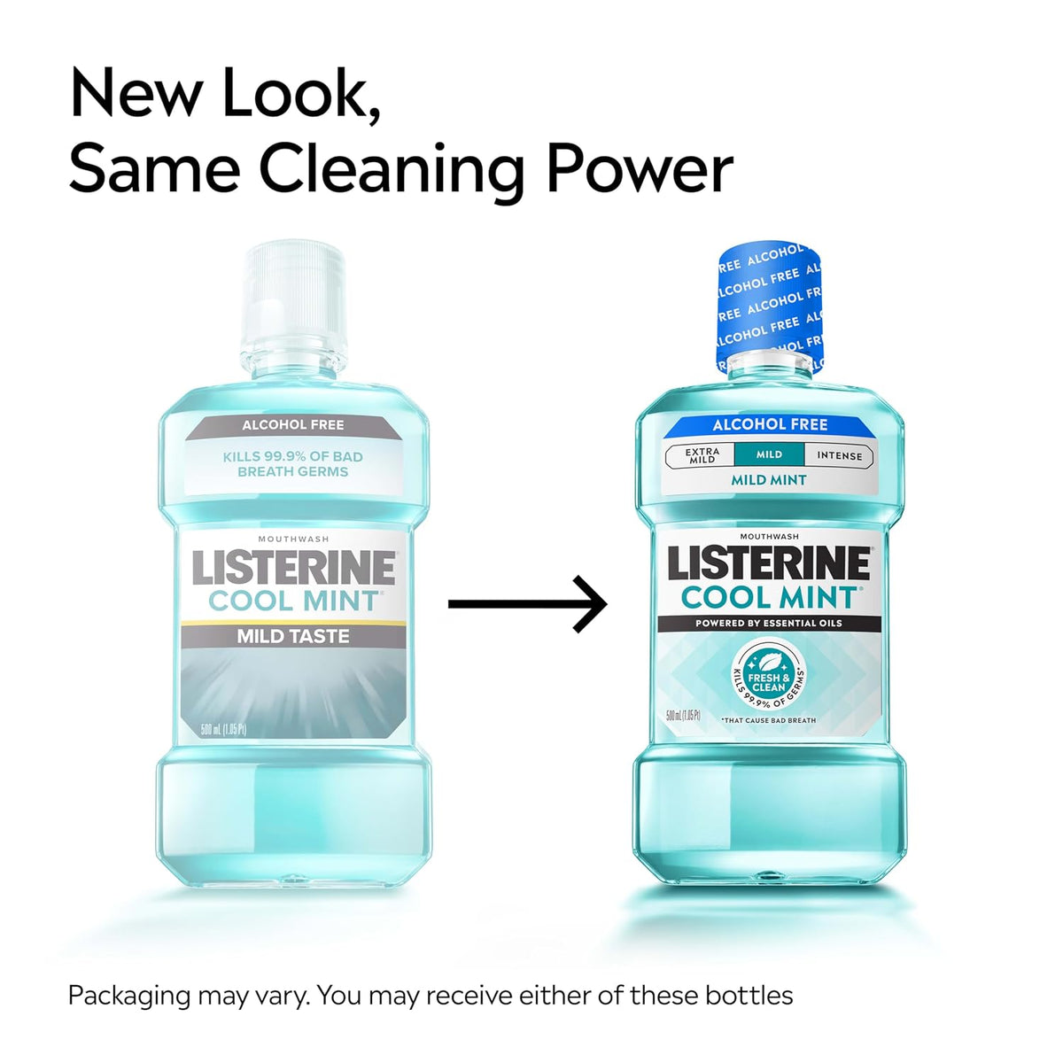Listerine Cool Mint Alcohol Free Mouthwash, Mild Mint, 50.7 fl. oz/1.5L