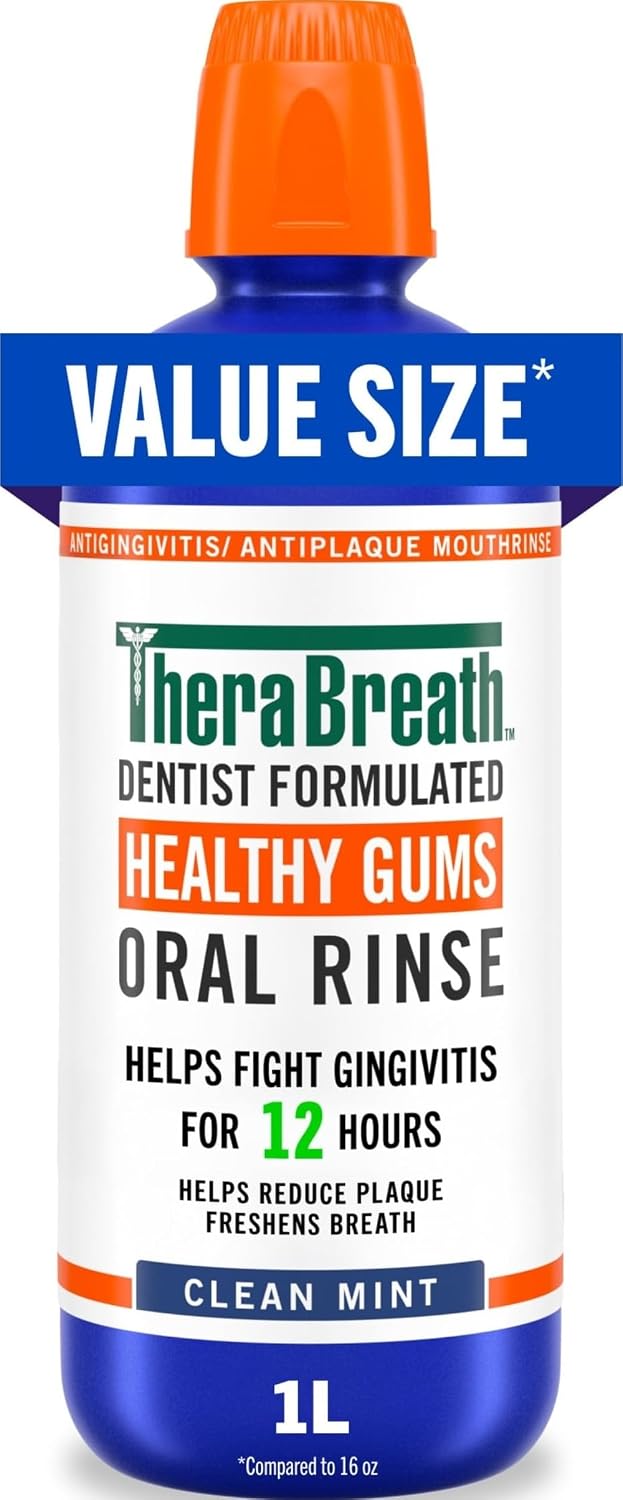 TheraBreath Healthy Gums Oral Rinse, Clean Mint, 1 Liter