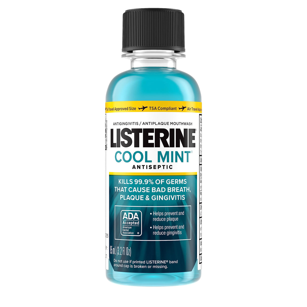 Listerine Cool Mint Antiseptic Mouthwash for Bad Breath, Travel Size 3.2 oz - Pack of 12