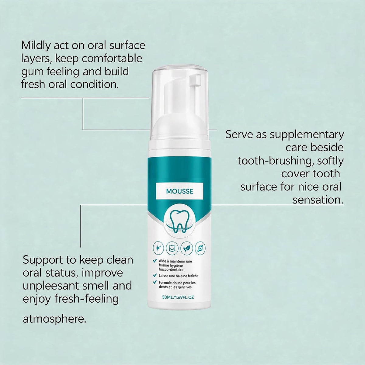Oral Fresh Mousse, Soft Foam Daily Care, Clean Fresh Breath Comfort