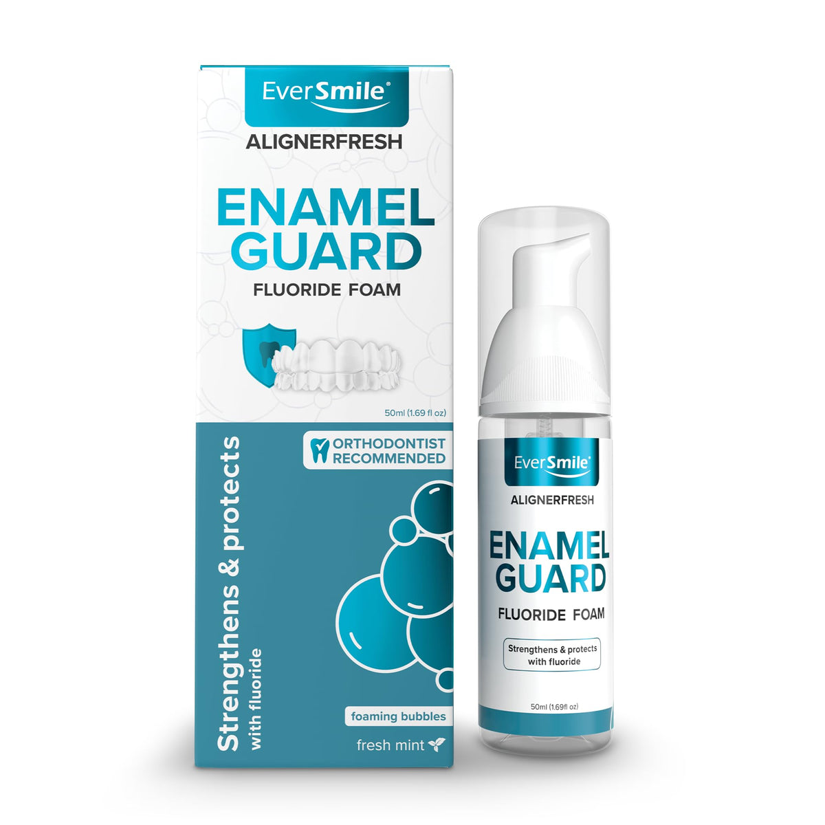 EverSmile AlignerFresh Original Clean Foam – Cleaner Compatible w/Invisalign and All Clear Aligners & Retainers – Eliminates Bacteria, Whitens Teeth, Fights Bad Breath – 50ml (1 Pack)