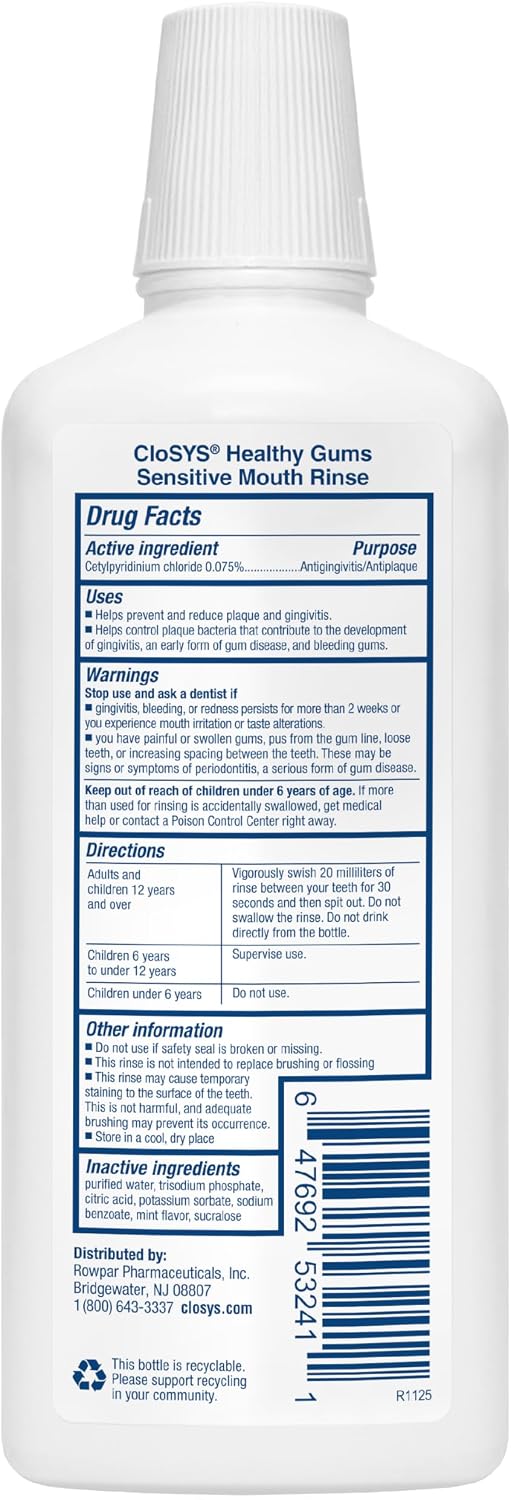 CloSYS Healthy Gums Mouthwash 32 Fl Oz, Anti-Gingivitis Mouthwash