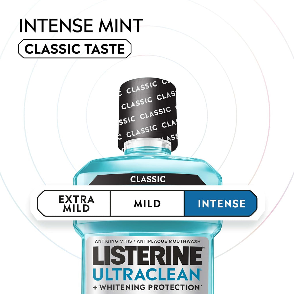 Listerine Ultraclean Antiseptic Mouthwash, Intense Mint, 33.8 fl. oz/1L x 2