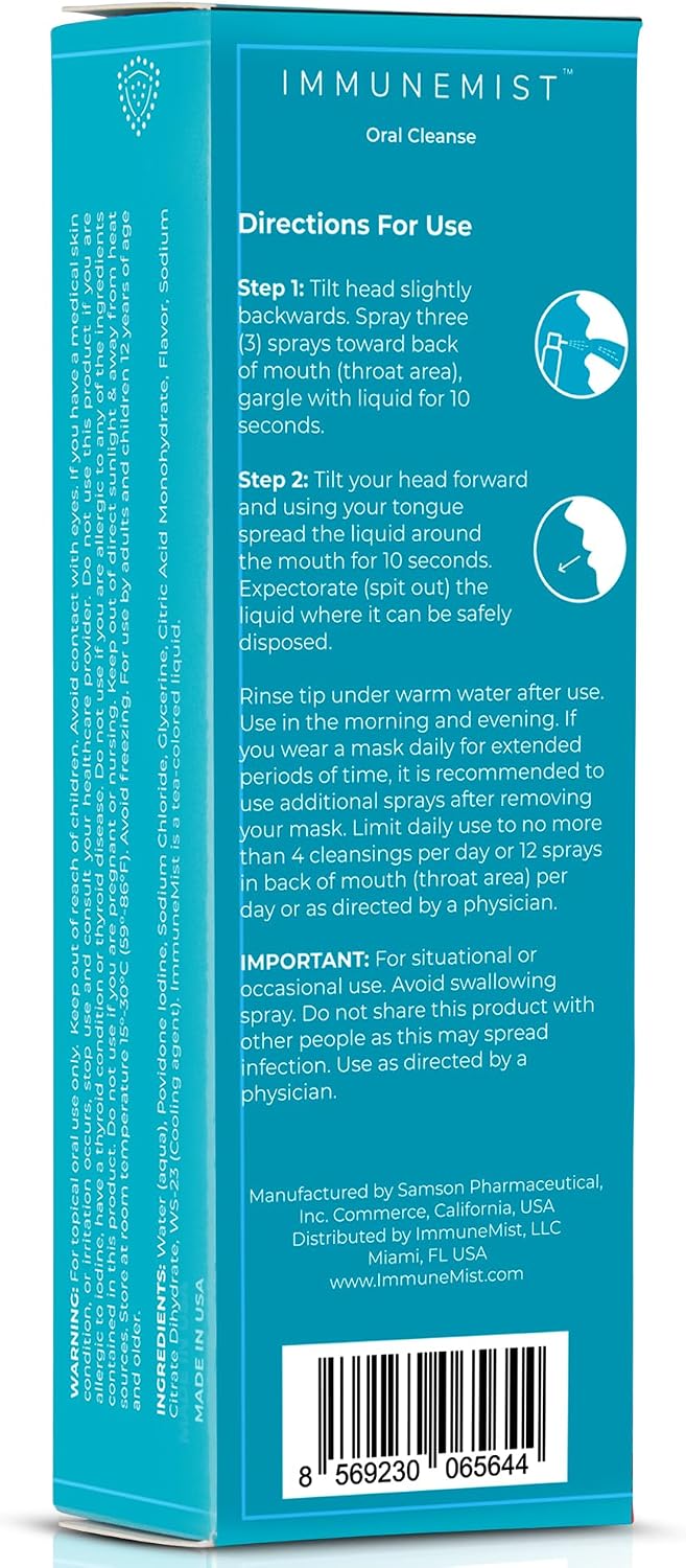 ImmuneMist™ Nasal and Oral Cleanse Bundle - Iodine Throat Spray and Nasal Iodine Spray - Up to 500 Doses - Made in The USA