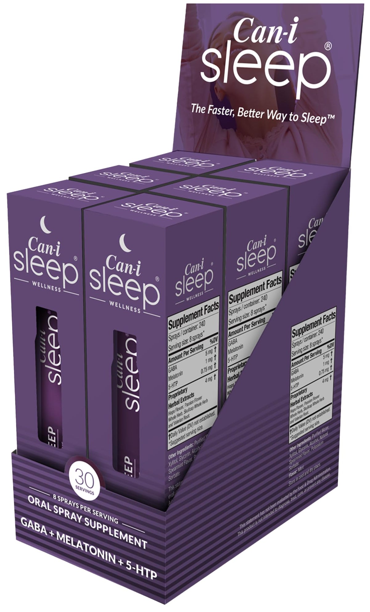 Fast-Acting Natural Sleep Aid Spray with Melatonin 1 mg, GABA, & 5HTP