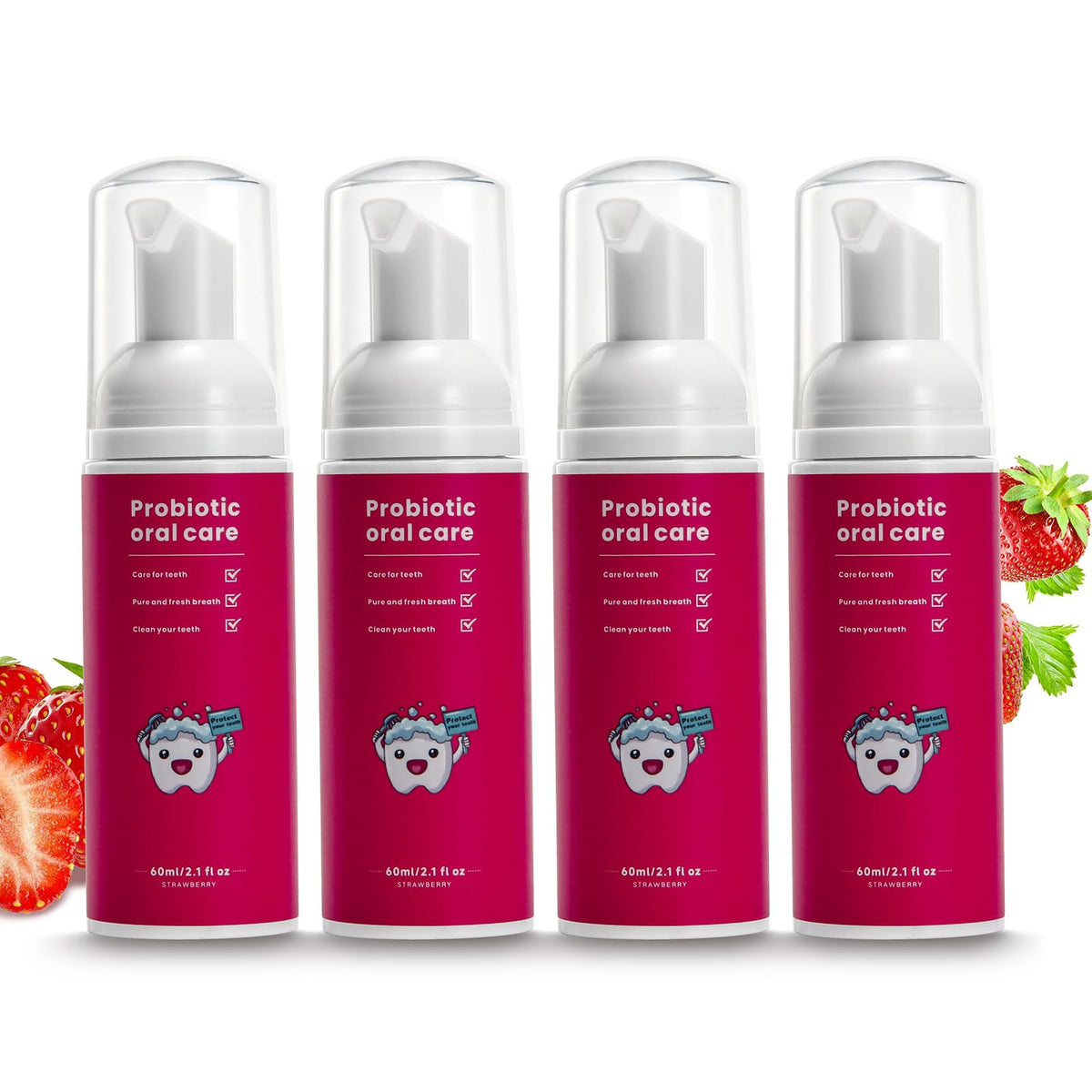 Kids Fluoride Free Foam Toothpaste,Toddler Strawberry Toothpaste-2.1oz