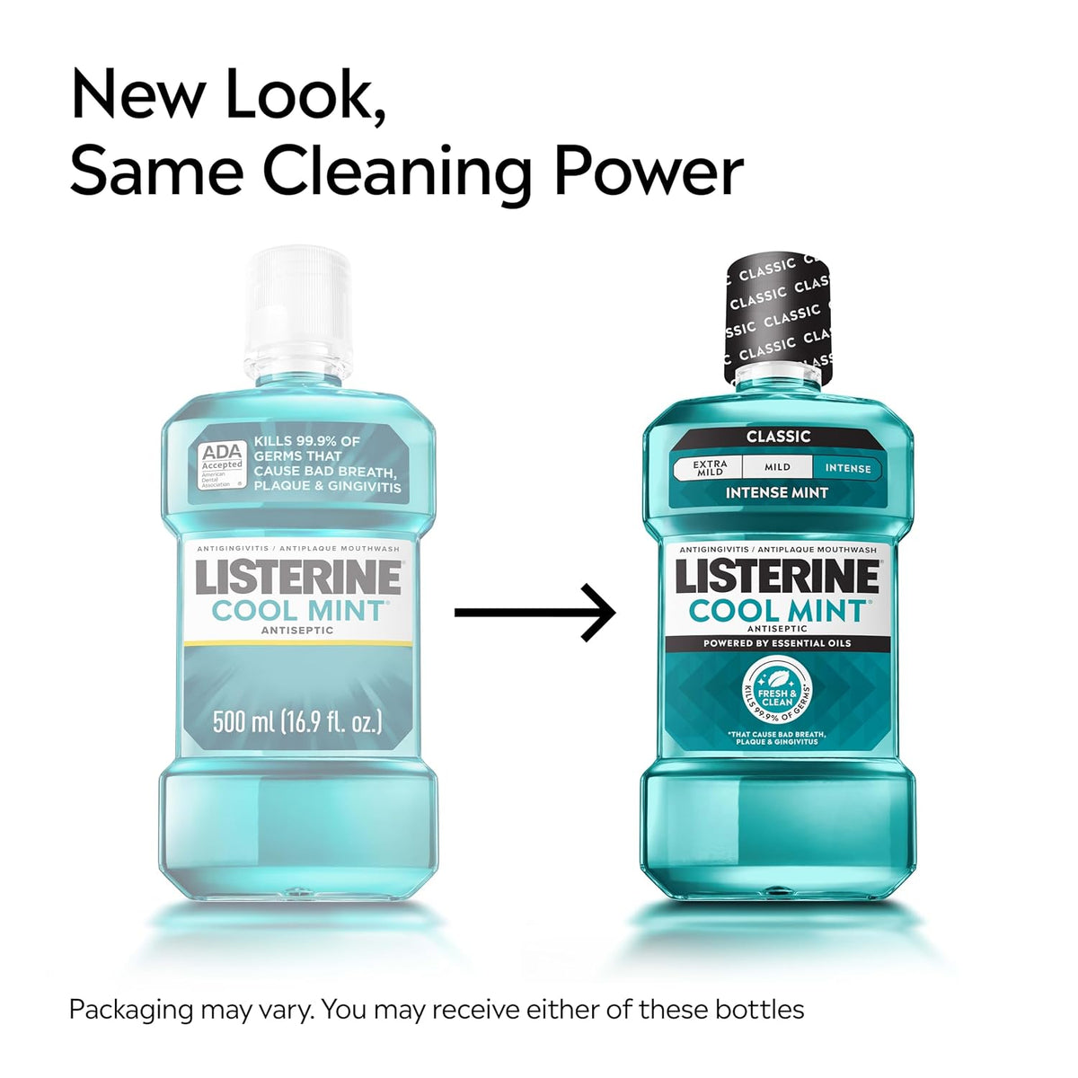 Listerine Cool Mint Antiseptic Mouthwash, Intense Mint, 33.8 fl. oz/1 L