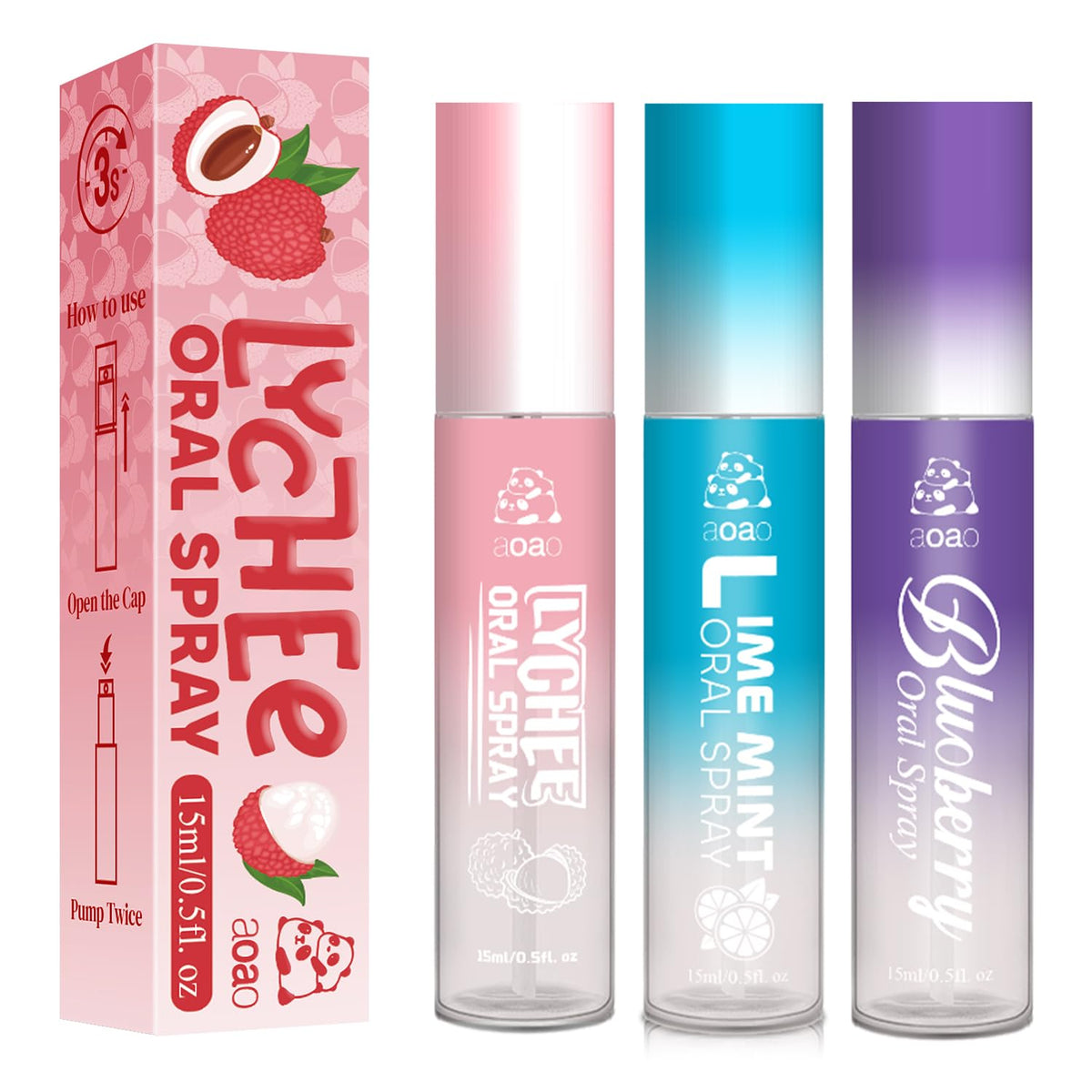 Oral Spray for Bad Breath & Dry Mouth, Sugar Free Lychee & Blueberry Flavor