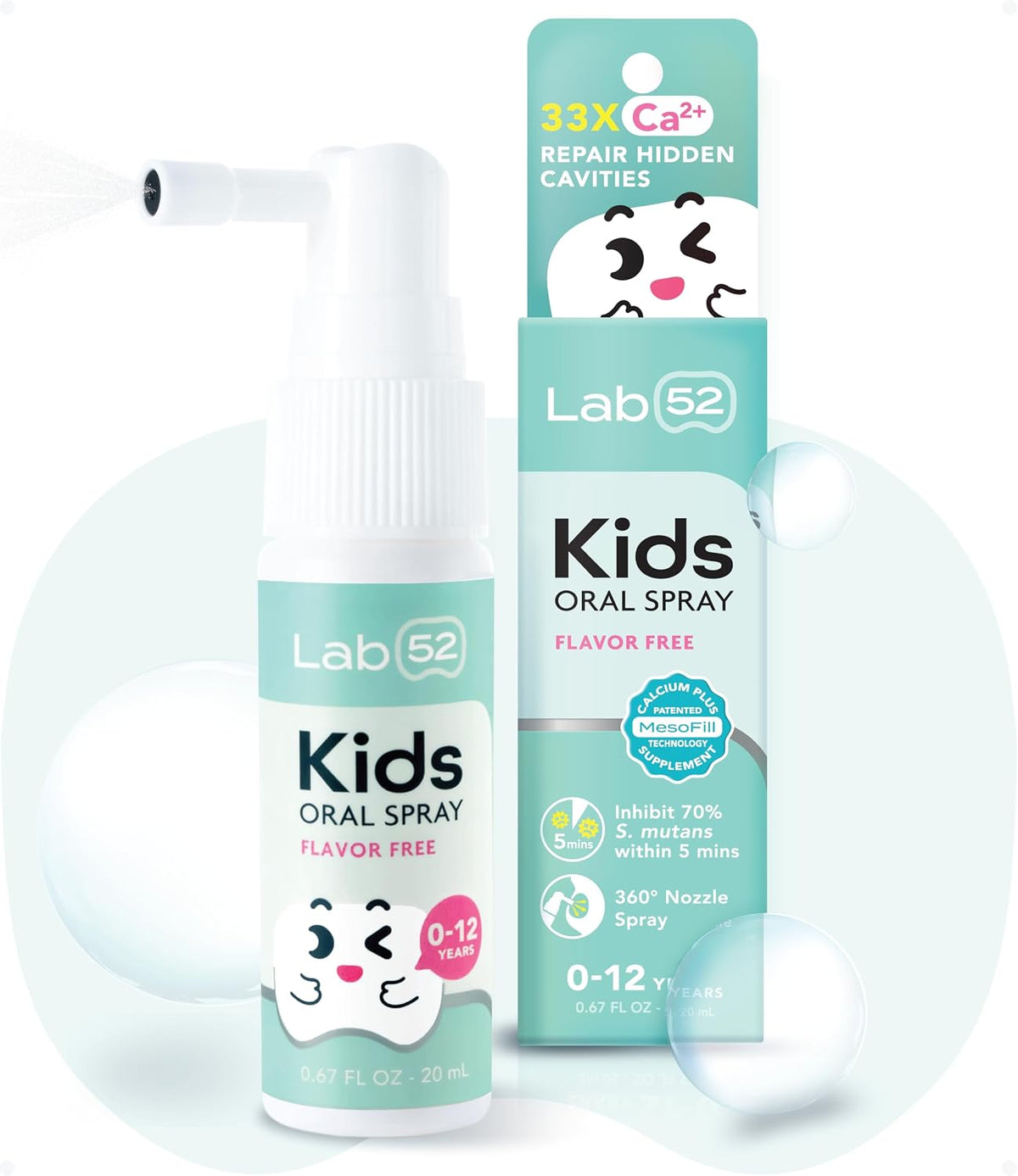 LAB52 Kids Oral Spray, Toothpaste Helper Fluoride Free, Xylitol Flavor Free