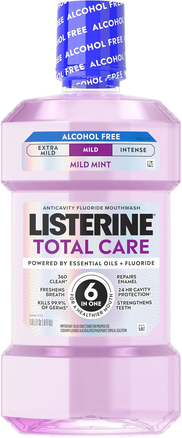 Listerine Total Care Alcohol Free Mouthwash, Mild Mint, 33.8 fl. oz/1L