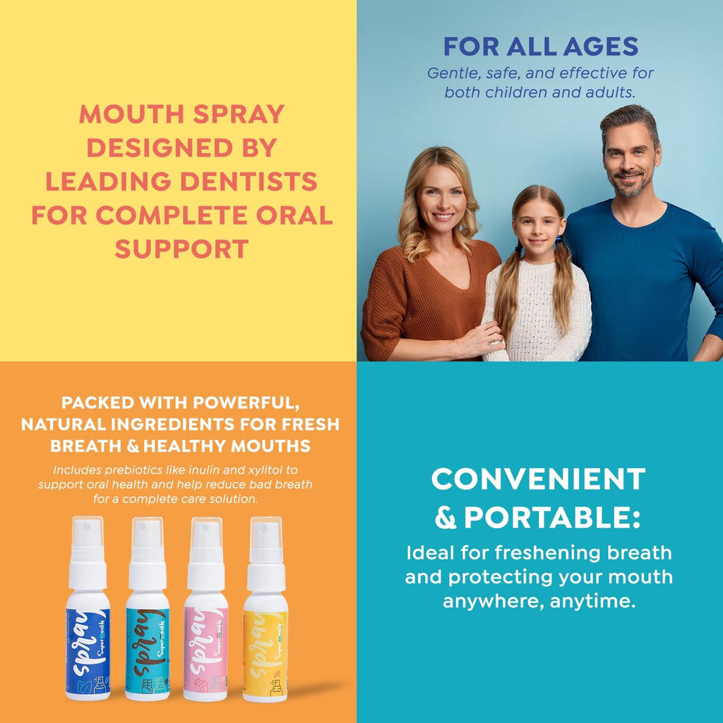 SuperMouth Fluoride Free Breath Freshener Mouth Spray, Strawberry