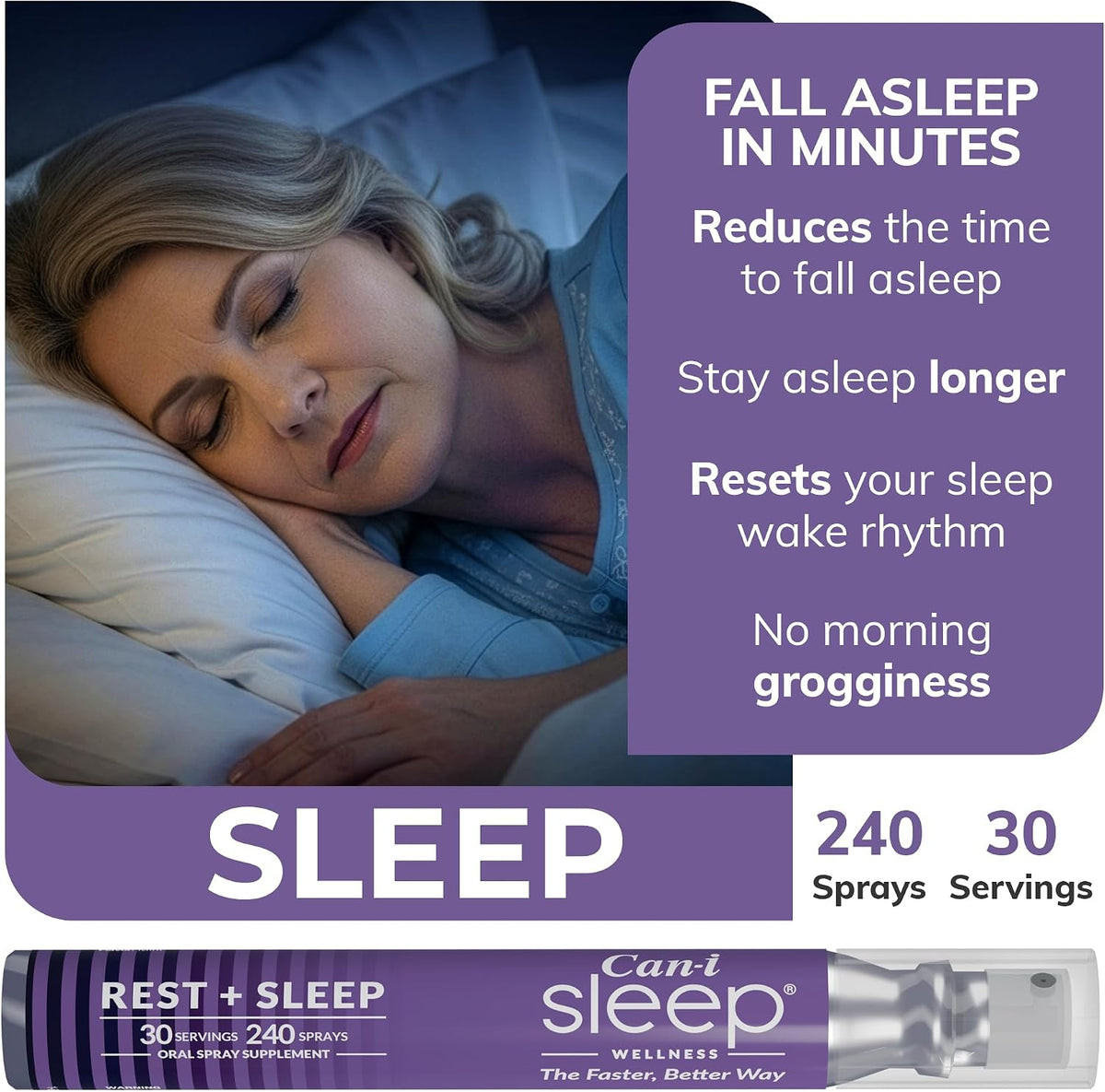 Fast-Acting Natural Sleep Aid Spray with Melatonin 1 mg, GABA, & 5HTP