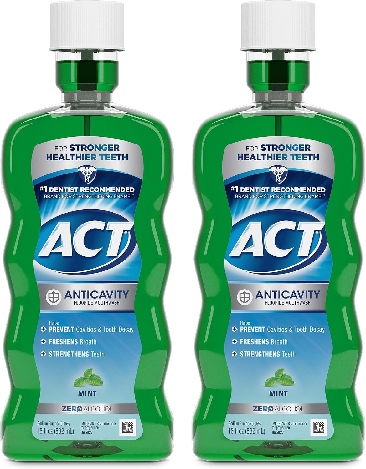 ACT Anticavity Fluoride Mouthwash, Mint Flavor, 18 fl. oz., 2-Pack