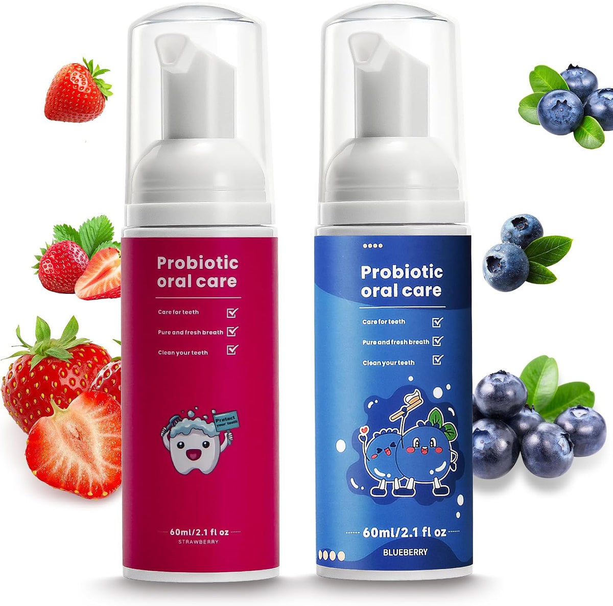 Kids Fluoride Free Toothpaste,Travel Whitening Foam Toothpaste,Fruit Mint