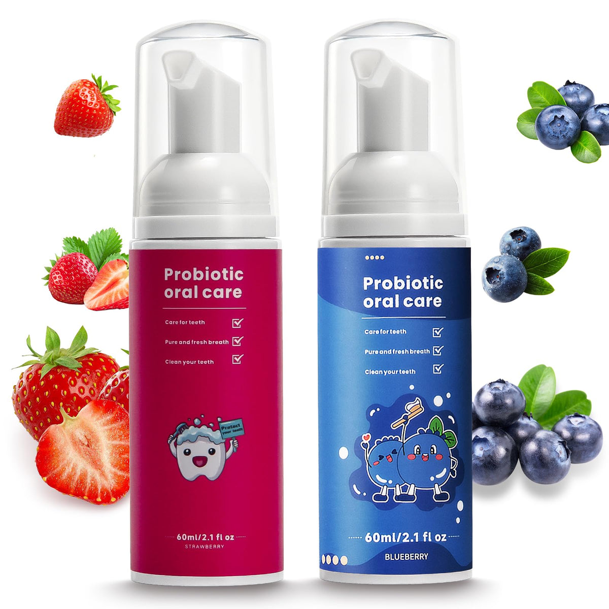 Kids Fluoride Free Toothpaste,Travel Whitening Foam Toothpaste,Fruit Mint