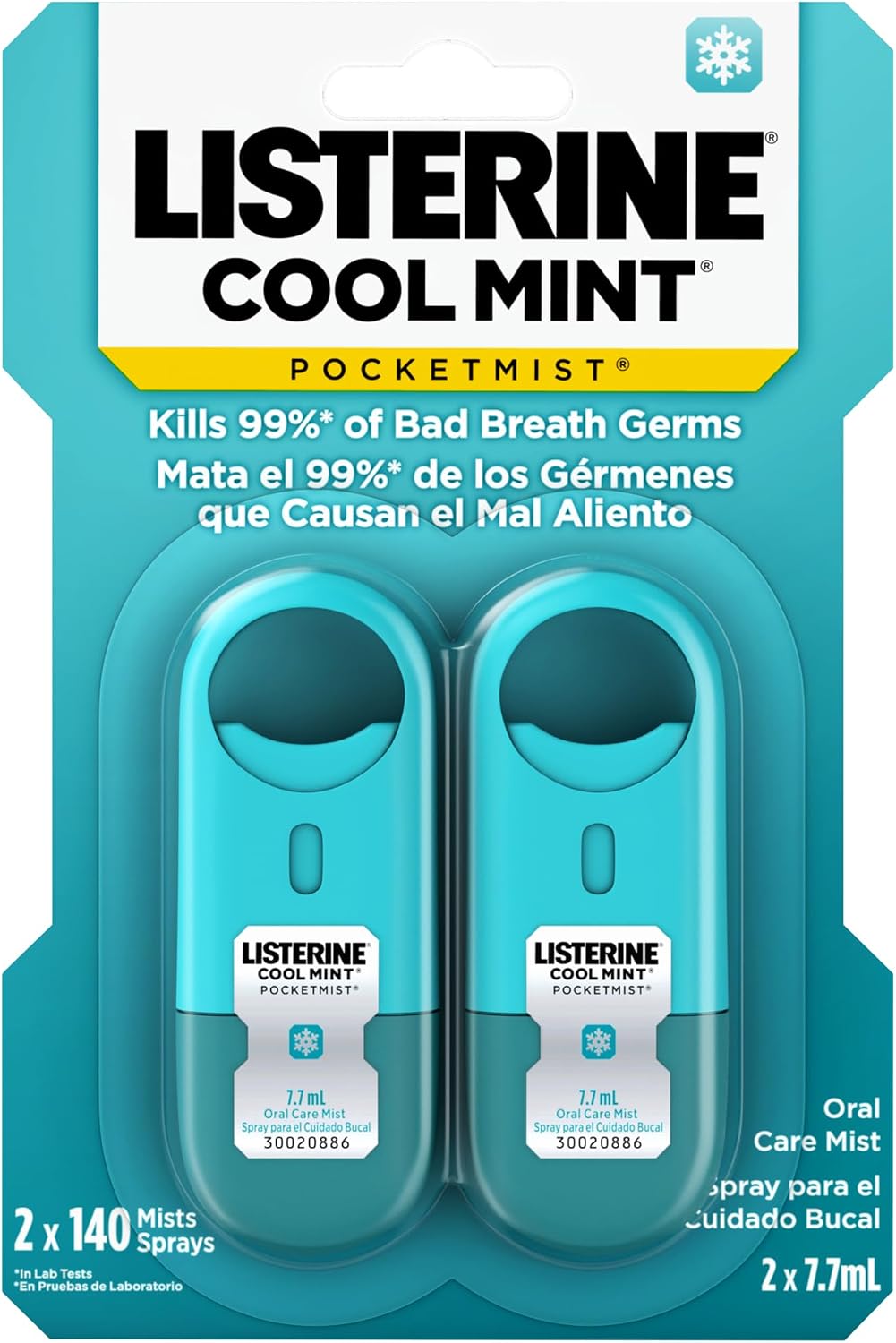 Listerine Pocketmist Oral Care Mist, Cool Mint, 0.26 fl. oz/7.7 mL x 2