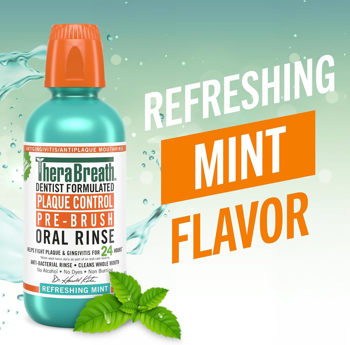 TheraBreath Plaque Control Oral Rinse, Refreshing Mint, 16 oz, 2-Pack